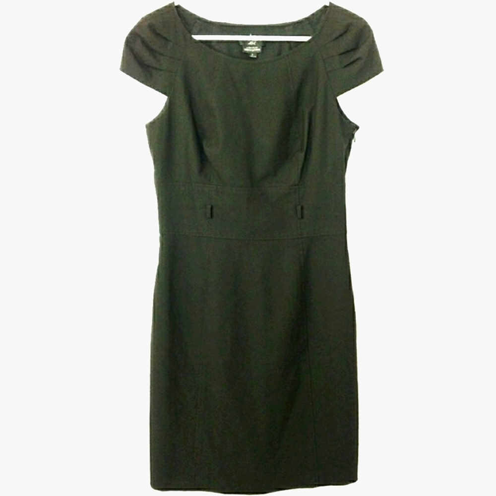 3/$20 Tahari ASL Black Cap Sleeve Sheath Dress LBD Size 6